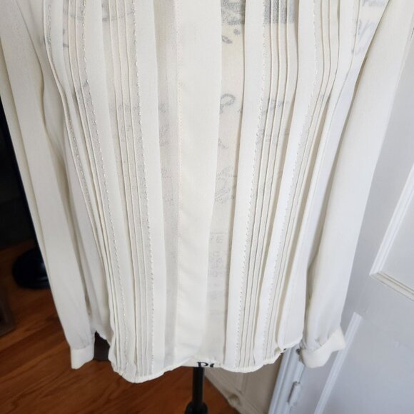 Alexandria Vintage Sheer Ivory Pleated Bouse Sz 8 - Picture 4 of 11